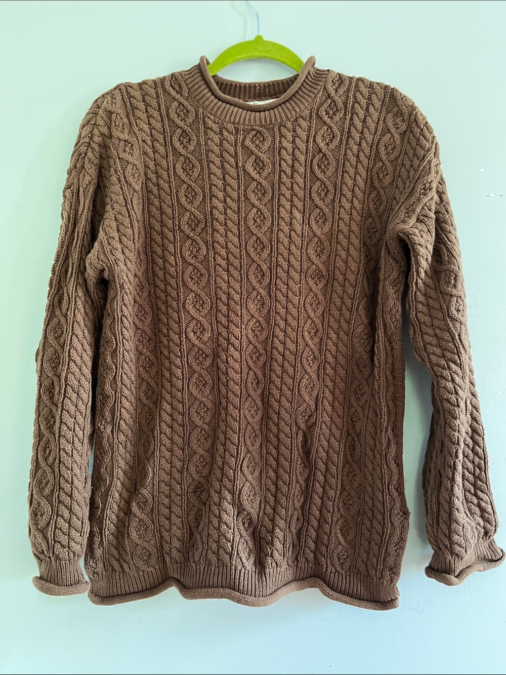 Ann Taylor Cable Knit Crewneck Sweater - Brown